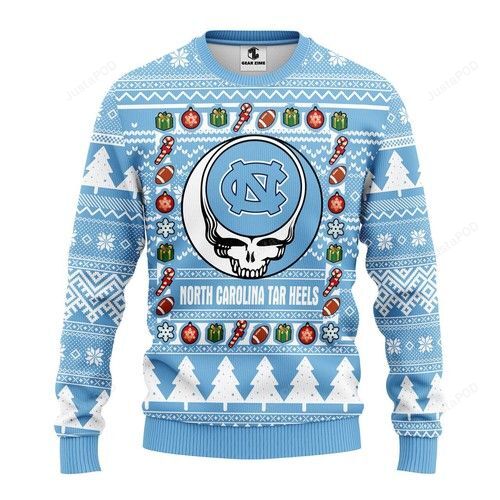 Ncaa North Carolina Tar Heels Grateful Dead Ugly Christmas Sweater Ncaa North Carolina Tar Heels Grateful Dead Ugly Christmas Sweater