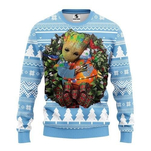 Ncaa North Carolina Tar Heels Groot Hug Ugly Christmas Sweater Ncaa North Carolina Tar Heels Groot Hug Ugly Christmas Sweater