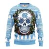 Ncaa North Carolina Tar Heels Skull Flower Ugly Christmas Sweater