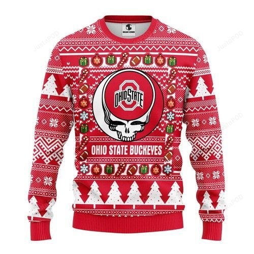 Ncaa Ohio State Buckeyes Grateful Dead Ugly Christmas Sweater Ncaa Ohio State Buckeyes Grateful Dead Ugly Christmas Sweater
