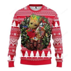 Ncaa Ohio State Buckeyes Groot Hug Ugly Christmas Sweater