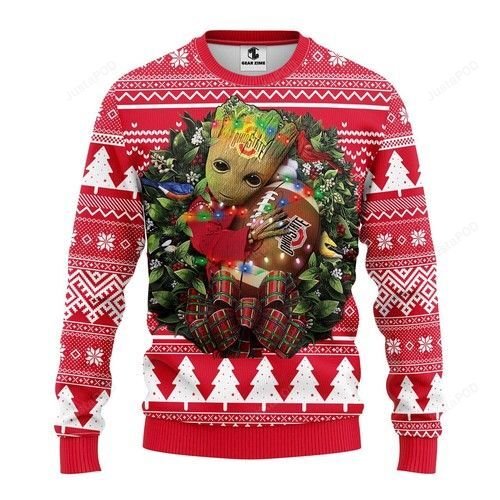 Ncaa Ohio State Buckeyes Groot Hug Ugly Christmas Sweater Ncaa Ohio State Buckeyes Groot Hug Ugly Christmas Sweater