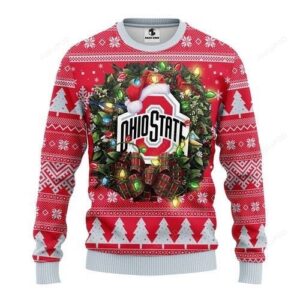 Ncaa Ohio State Buckeyes Logo Light Ugly Christmas Sweater