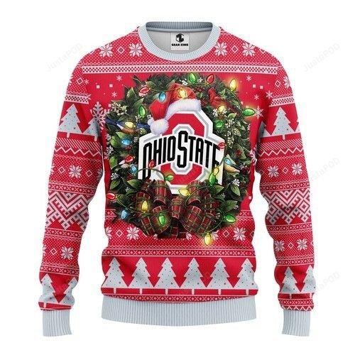 Ncaa Ohio State Buckeyes Logo Light Ugly Christmas Sweater Ncaa Ohio State Buckeyes Logo Light Ugly Christmas Sweater