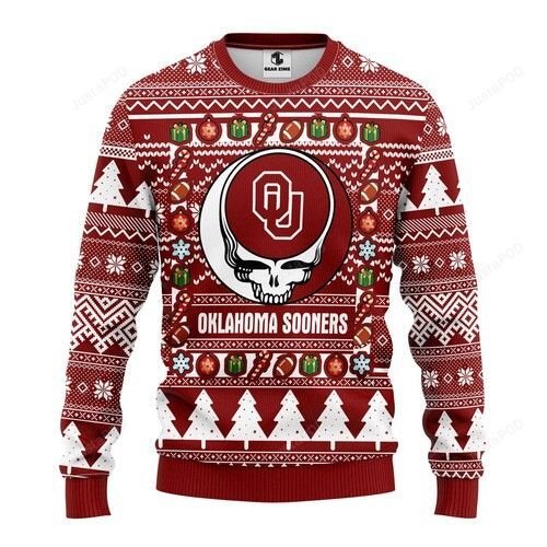 Ncaa Oklahoma Sooners Grateful Dead Ugly Christmas Sweater Ncaa Oklahoma Sooners Grateful Dead Ugly Christmas Sweater