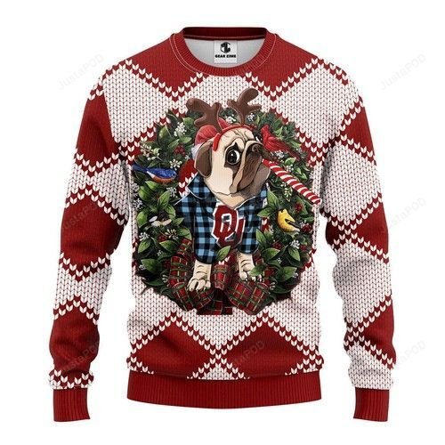Ncaa Oklahoma Sooners Pug Dog Ugly Christmas Sweater Ncaa Oklahoma Sooners Pug Dog Ugly Christmas Sweater