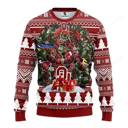 Ncaa Oklahoma Sooners Tree Christmas Ugly Christmas Sweater Ncaa Oklahoma Sooners Tree Christmas Ugly Christmas Sweater