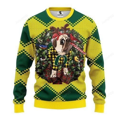 Ncaa Oregon Ducks Pug Dog Ugly Christmas Sweater Ncaa Oregon Ducks Pug Dog Ugly Christmas Sweater