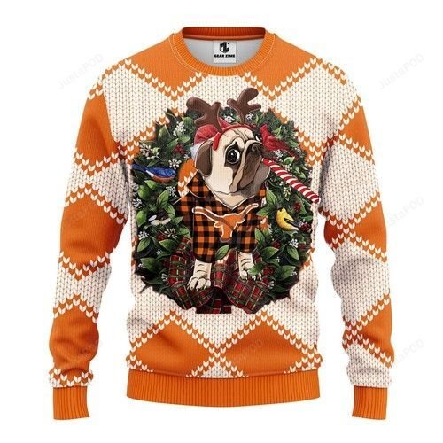 Ncaa Texas Longhorns Pug Dog Ugly Christmas Sweater Ncaa Texas Longhorns Pug Dog Ugly Christmas Sweater