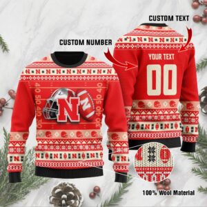Nebraska Cornhuskers Custom Name & Number Personalized Ugly Christmas Sweater
