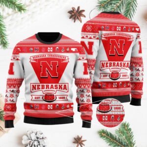 Nebraska Cornhuskers Football Team Logo Personalized Ugly Christmas Sweater
