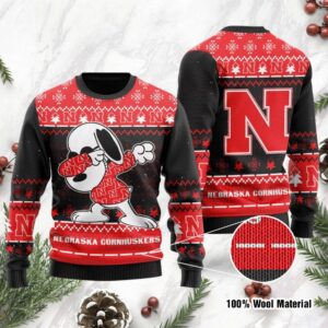 Nebraska Cornhuskers Snoopy Dabbing Holiday Party Ugly Christmas Sweater