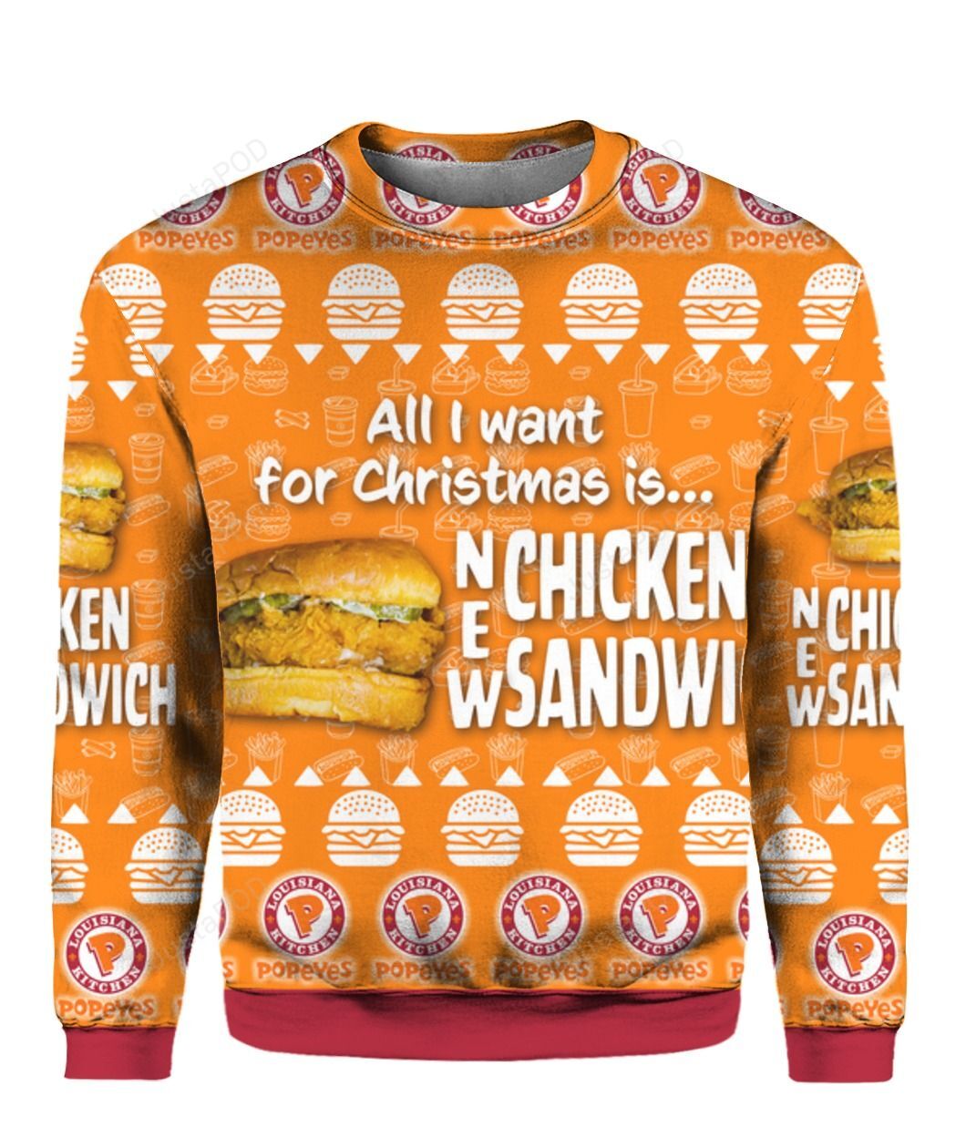 New Chicken Sandwich Popeyes Ugly Christmas Sweater New Chicken Sandwich Popeyes Ugly Christmas Sweater
