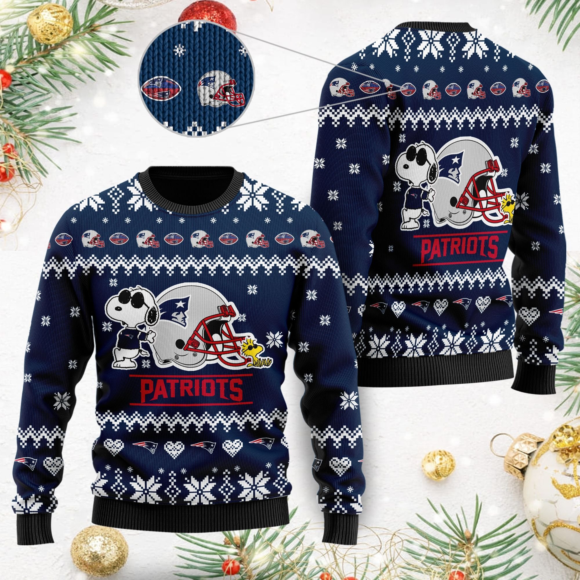 New England Patriots Cute The Snoopy Show Football Helmet 3D All Over Print Ugly Christmas Sweater New England Patriots Cute The Snoopy Show Football Helmet 3D All Over Print Ugly Christmas Sweater