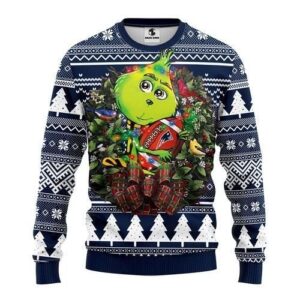 New England Patriots Grinch Hug Ugly Christmas Sweater