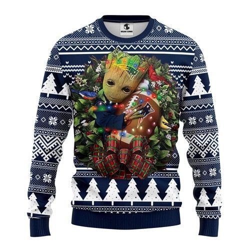New England Patriots Groot Hug Ugly Christmas Sweater New England Patriots Groot Hug Ugly Christmas Sweater