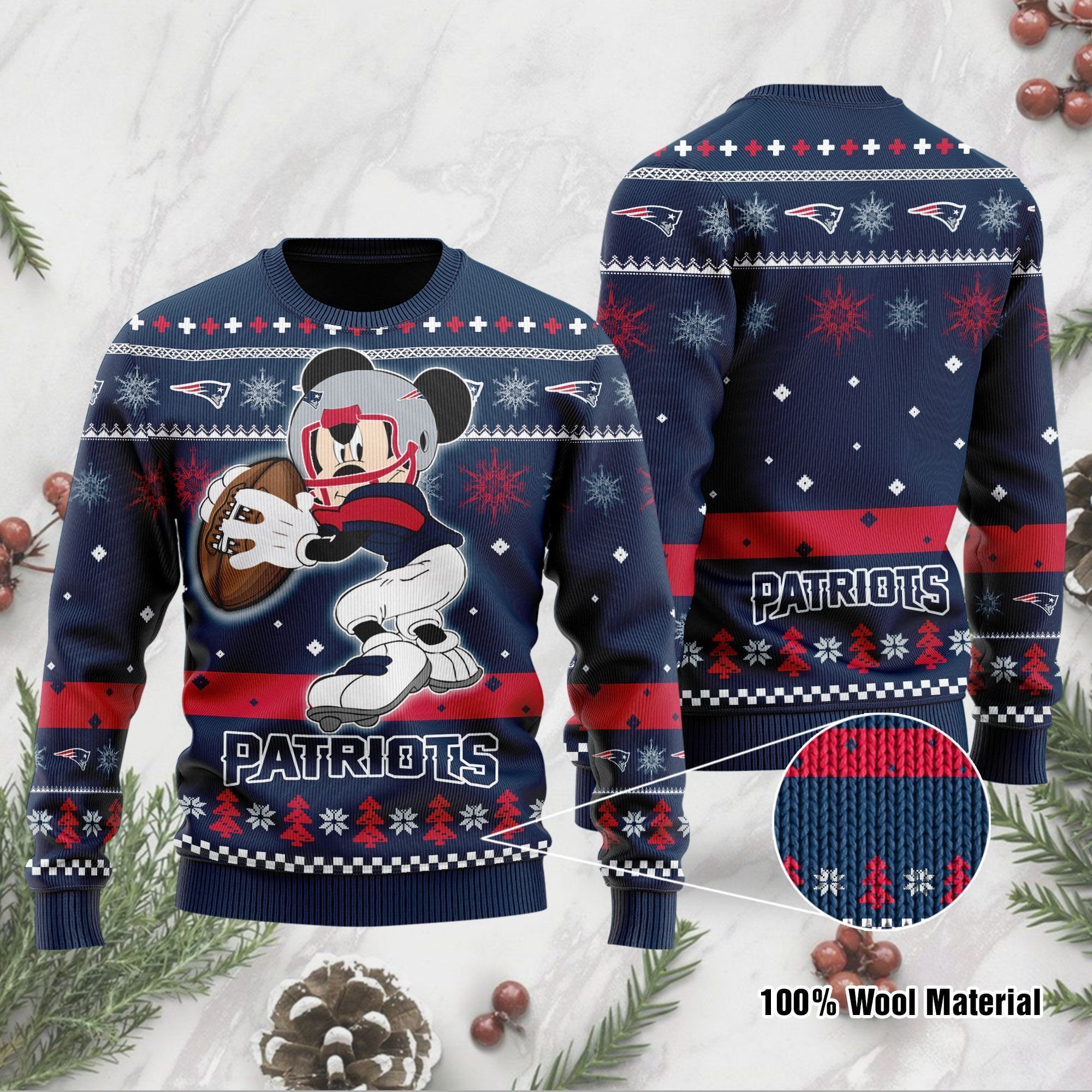 New England Patriots Mickey Mouse Funny Ugly Christmas Sweater New England Patriots Mickey Mouse Funny Ugly Christmas Sweater