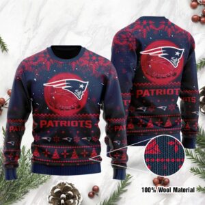 New England Patriots Santa Claus In The Moon Ugly Christmas Sweater
