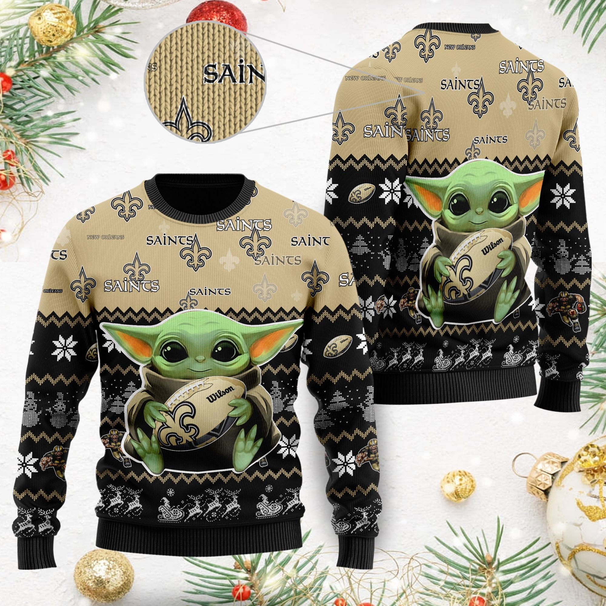 New Orleans Saints Baby Yoda Shirt For American Football Fans Ugly Christmas Sweater New Orleans Saints Baby Yoda Shirt For American Football Fans Ugly Christmas Sweater