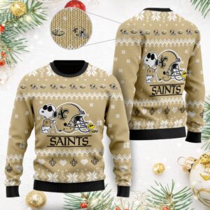 New Orleans Saints Cute The Snoopy Show Football Helmet 3D All Over Print Ugly Christmas Sweater