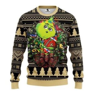New Orleans Saints Grinch Hug Ugly Christmas Sweater