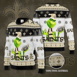 New Orleans Saints Grinch Ugly Christmas Sweater