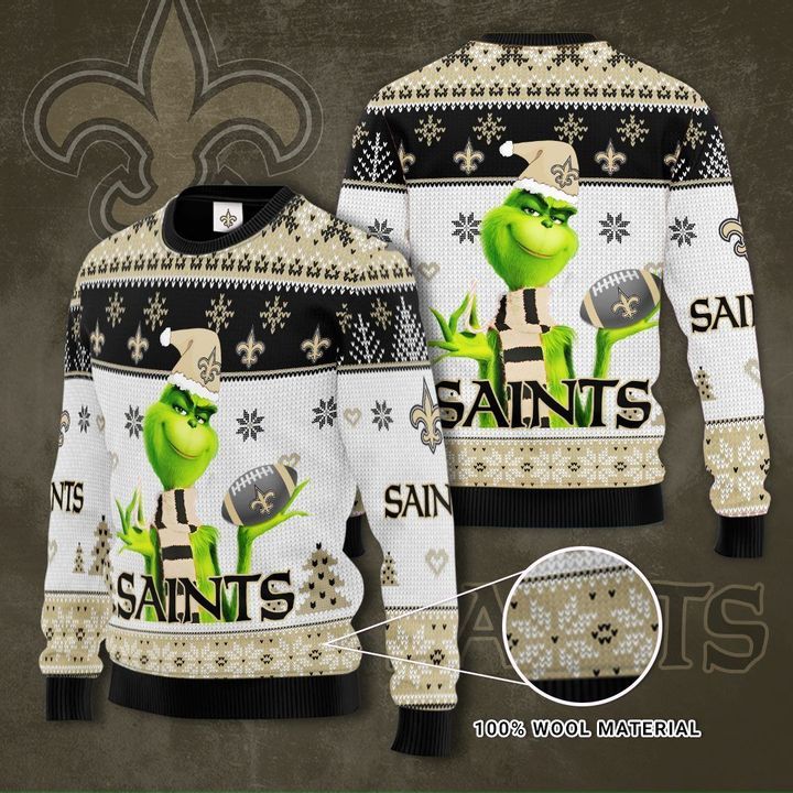 New Orleans Saints Grinch Ugly Christmas Sweater New Orleans Saints Grinch Ugly Christmas Sweater