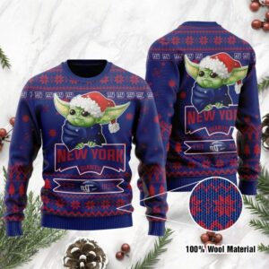 New York Giants Cute Baby Yoda Grogu Ugly Christmas Sweater