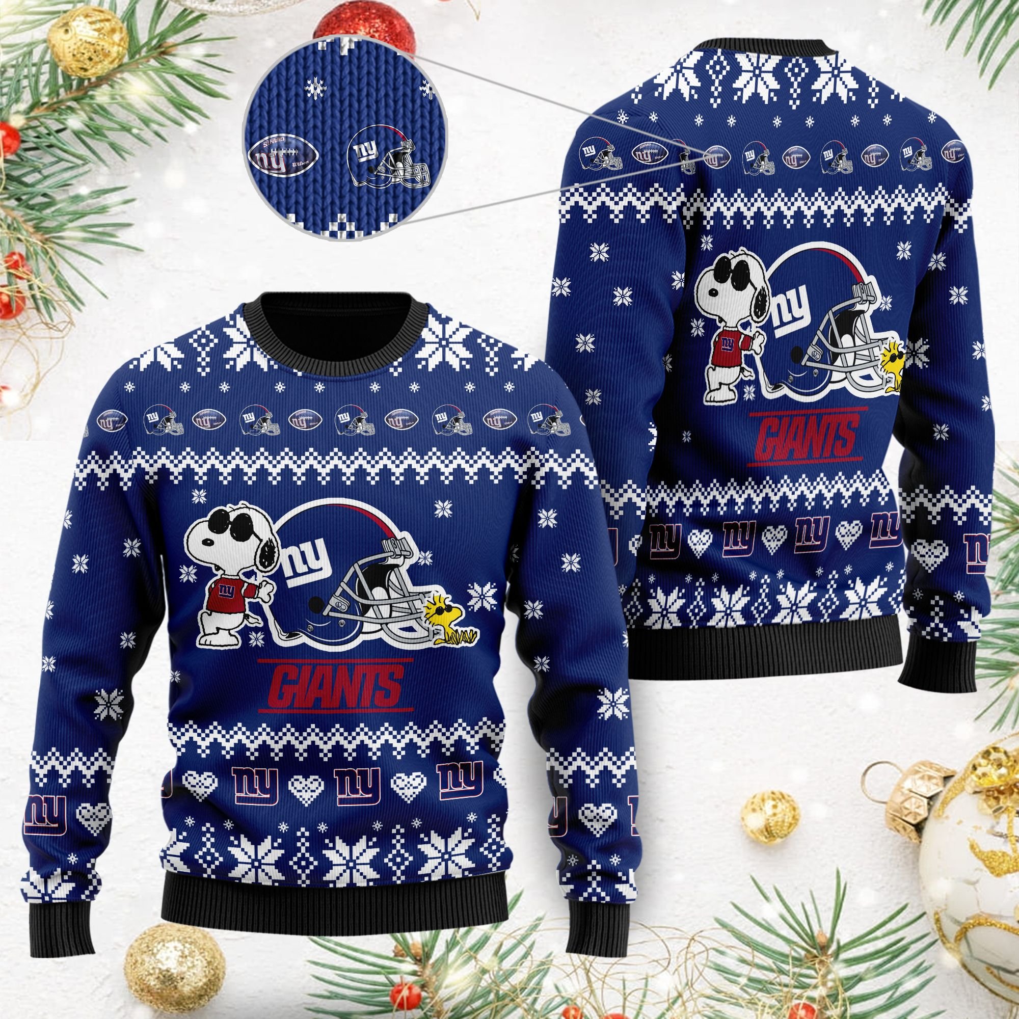 New York Giants Cute The Snoopy Show Football Helmet 3D All Over Print Ugly Christmas Sweater New York Giants Cute The Snoopy Show Football Helmet 3D All Over Print Ugly Christmas Sweater