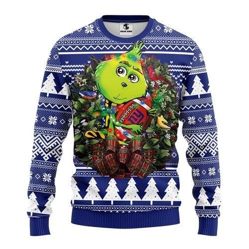 New York Giants Grinch Hug Ugly Christmas Sweater New York Giants Grinch Hug Ugly Christmas Sweater