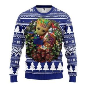New York Giants Groot Hug Ugly Christmas Sweater