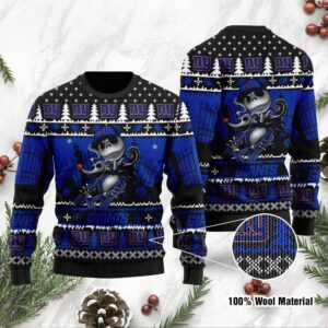 New York Giants Jack Skellington Halloween Holiday Party Ugly Christmas Sweater
