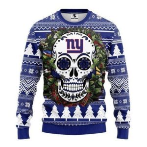 New York Giants Skull Flower Ugly Christmas Sweater