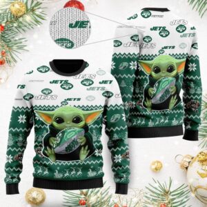 New York Jets Baby Yoda Ugly Christmas Sweater