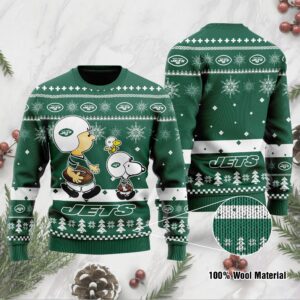 New York Jets Funny Charlie Brown Peanuts Snoopy Ugly Christmas Sweater