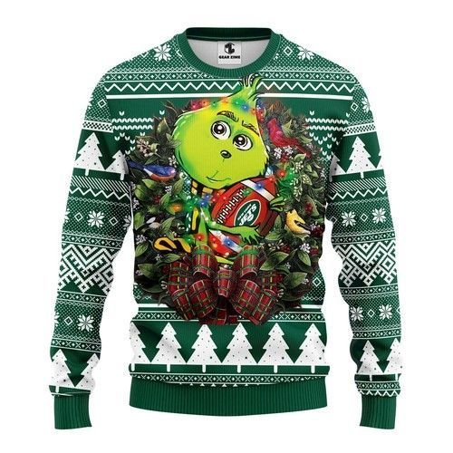New York Jets Grinch Hug Ugly Christmas Sweater New York Jets Grinch Hug Ugly Christmas Sweater