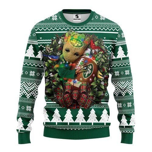 New York Jets Groot Hug For Unisex Ugly Christmas Sweater New York Jets Groot Hug For Unisex Ugly Christmas Sweater