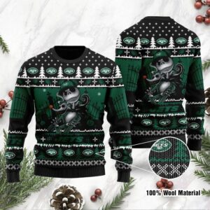 New York Jets Jack Skellington Halloween Ugly Christmas Sweater