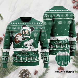 New York Jets Mickey Mouse Funny Ugly Christmas Sweater