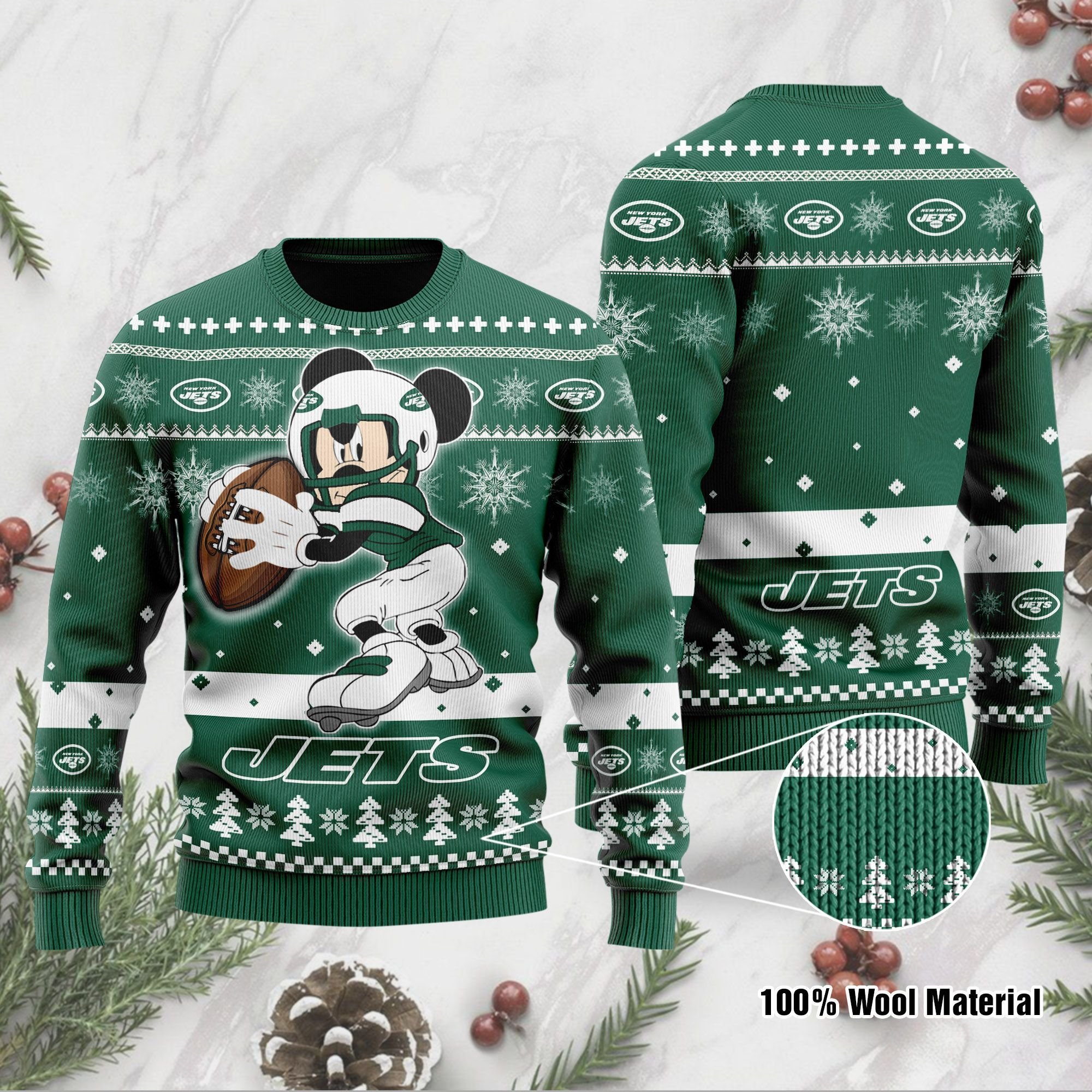 New York Jets Mickey Mouse Funny Ugly Christmas Sweater New York Jets Mickey Mouse Funny Ugly Christmas Sweater