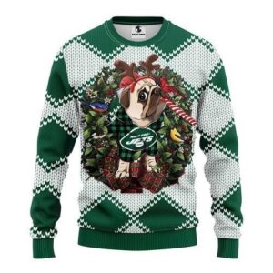 New York Jets Pug Dog Ugly Christmas Sweater