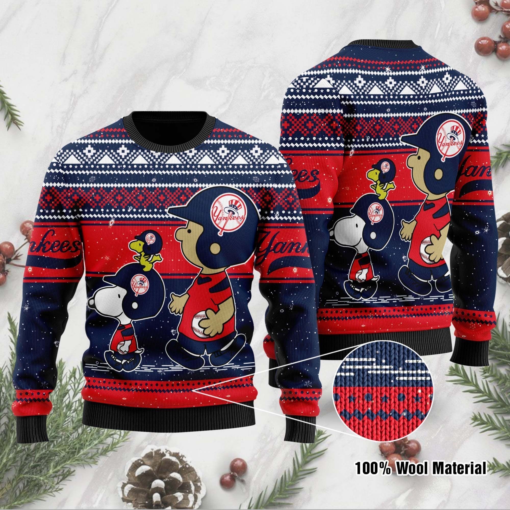 New York Yankees Charlie Brown Snoopy Wear Football Jersey Ugly Christmas Sweater New York Yankees Charlie Brown Snoopy Wear Football Jersey Ugly Christmas Sweater