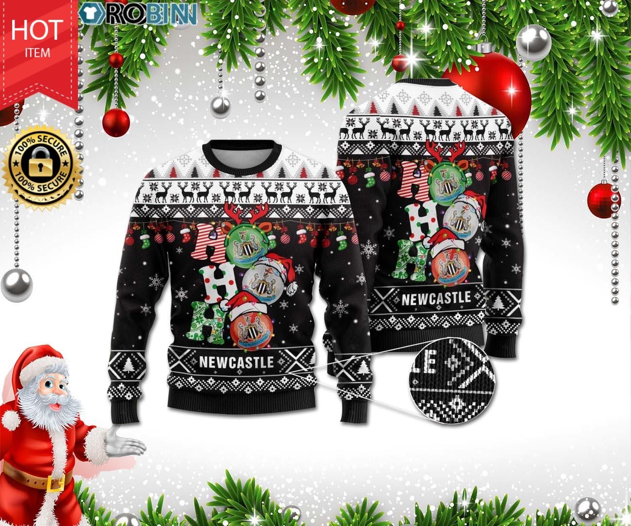 Newcastle Ho Ho Ho 3D Print Christmas Wool Sweater Newcastle Ho Ho Ho 3D Print Christmas Wool Sweater