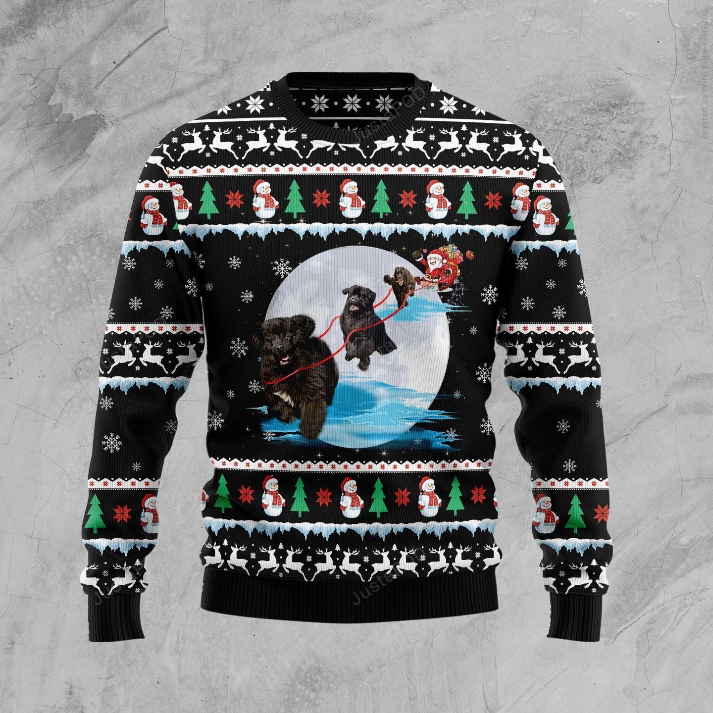 Newfoundland Santa On Highway Ugly Christmas Sweater Newfoundland Santa On Highway Ugly Christmas Sweater