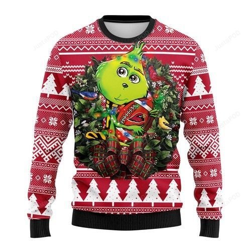 Nfl Arizona Cardinals Grinch Hug Ugly Christmas Sweater Nfl Arizona Cardinals Grinch Hug Ugly Christmas Sweater