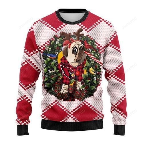Nfl Arizona Cardinals Pug Dog Ugly Christmas Sweater Nfl Arizona Cardinals Pug Dog Ugly Christmas Sweater