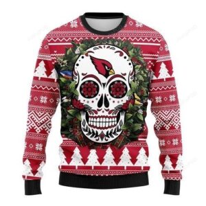 Nfl Arizona Cardinals Skull Flower Ugly Christmas Sweater