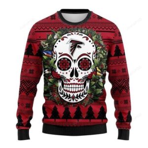 Nfl Atlanta Falcons Skull Flower Ugly Christmas Sweater