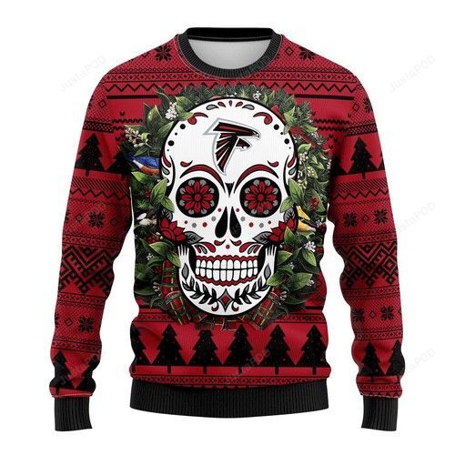 Nfl Atlanta Falcons Skull Flower Ugly Christmas Sweater Nfl Atlanta Falcons Skull Flower Ugly Christmas Sweater