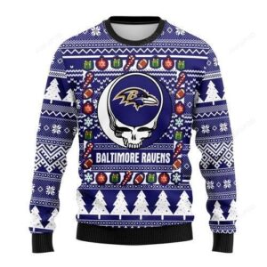 Nfl Baltimore Ravens Grateful Dead Ugly Christmas Sweater